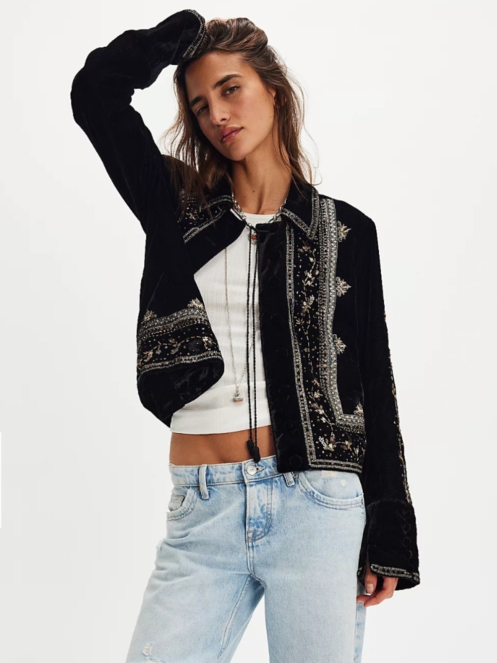 Maxxie Embellished Velvet Jacket